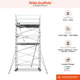 5.1m – 5.4m Wide Aluminium Mobile Scaffold Base Tower with 4 Outriggers